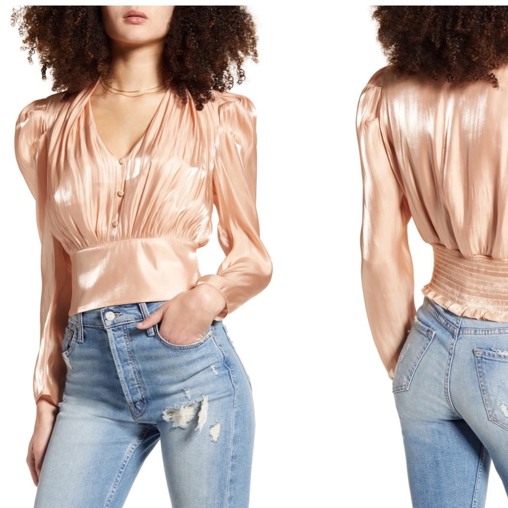 Leith Shine Button Front Blouse